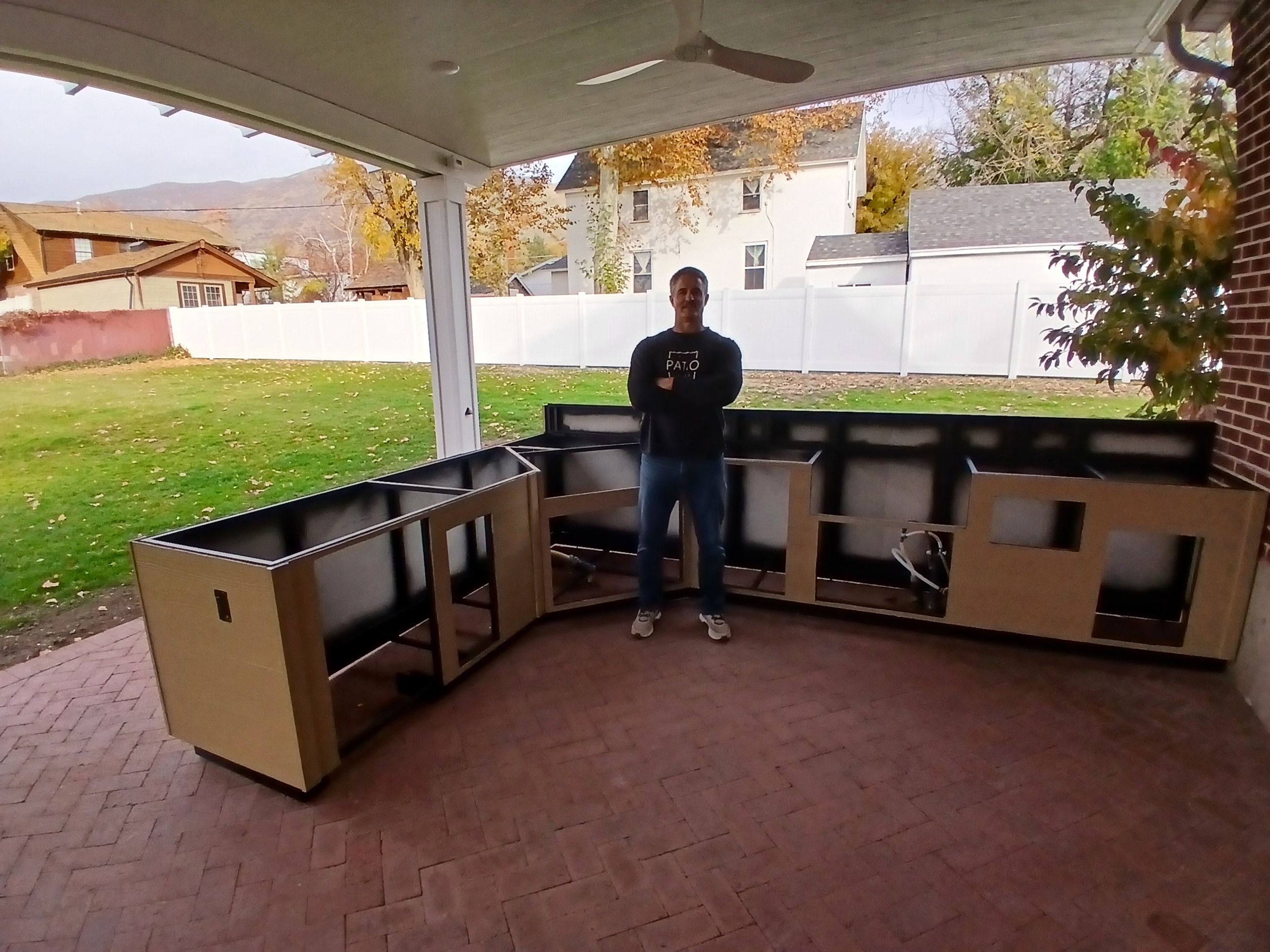 Completed Hardie-board outdoor kitchen