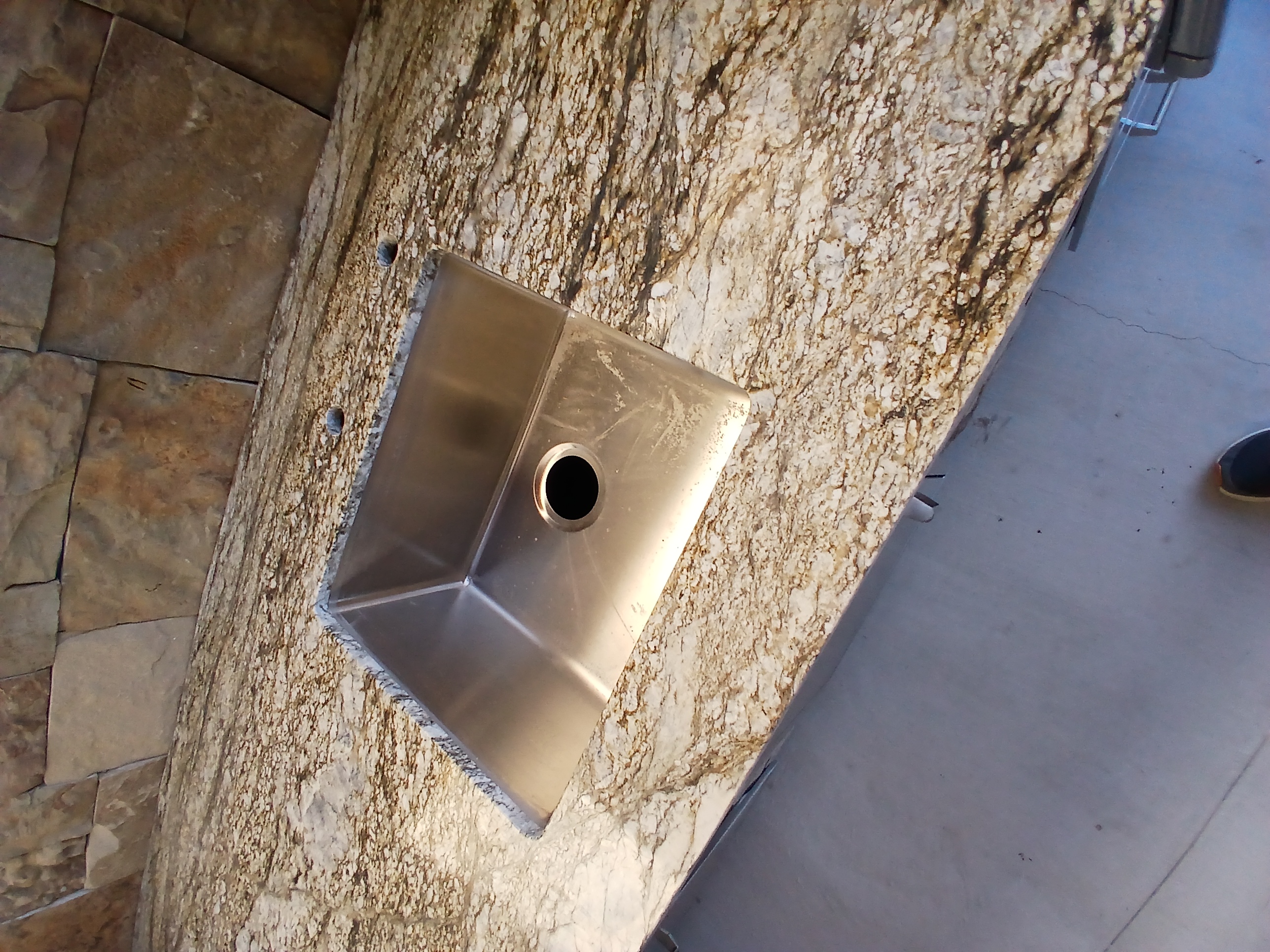 Granite countertop with integrated sink